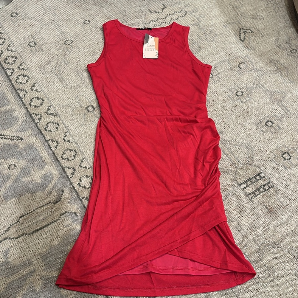 Pink Ruched Tank Dress Size S - Picture 2 of 10